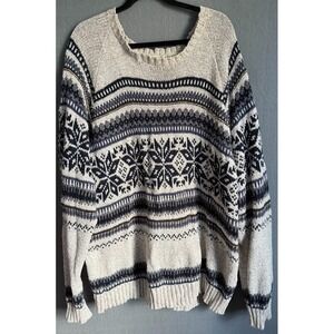 Vintage Fieldmaster Sweater‎ Men XL Multicolor Fair Isle Snowflake Knit Pullover
